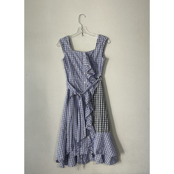 Jucy Judy Gingham Print Button Front Ruffle Dress Preppy Cottagecore Belted - Picture 1 of 9